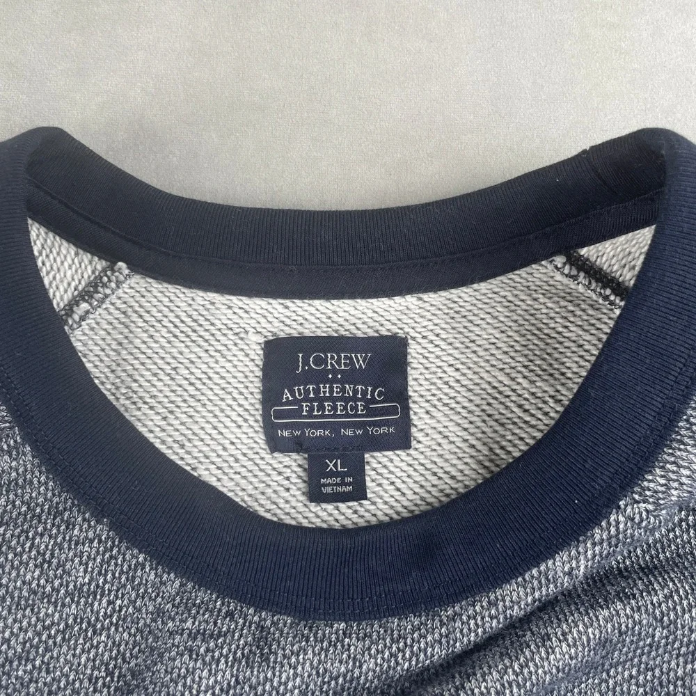 J Crew Authentic Fleece Sweatshirt XL‎ Blue Heathered Raglan Crew Neck Pullover